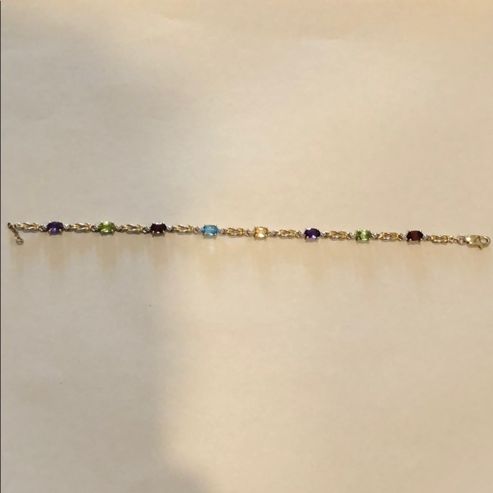 Yellow Gold Gemstone Tennis Bracelet